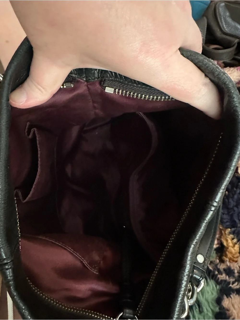 Coach Black Pebbled Leather Hobo with Silver Chain Accents
